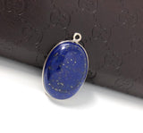 Lapis Lazuli Gemstone Charm, Sterling Silver Charm for DIY Jewelry Making, 26x17x7mm