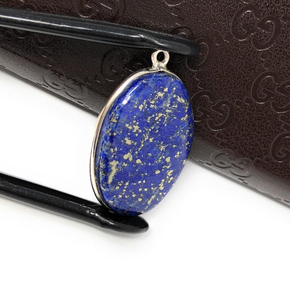 Lapis Lazuli Gemstone Charm, Sterling Silver Charm, DIY Jewelry Making, 29x18x5.5mm