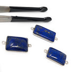 3 Pcs Lapis Lazuli Connectors, Gemstone Connectors, Bezel Connectors, Jewelry Supplies, Jewelry Making, Jewelry Findings, Lapis Lazuli Links