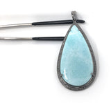 Larimar Pendant, Gemstone Pendant, Diamond Pendant, Sterling Silver Pendant, Gemstone Diamond Pendant, Pave Diamond Pendant, Silver Pendant