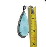 Larimar Pendant, Gemstone Pendant, Diamond Pendant, Sterling Silver Pendant, Gemstone Diamond Pendant, Pave Diamond Pendant, Silver Pendant
