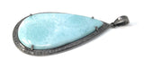 Larimar Pendant, Gemstone Pendant, Diamond Pendant, Sterling Silver Pendant, Gemstone Diamond Pendant, Pave Diamond Pendant, Silver Pendant