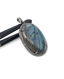 Labradorite Gemstone Pendant, Silver Pave Diamond Pendant, Spiritual Healing Crystal Pendant, Aura Cleansing Chakra Balancing Jewelry Gifts