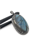 Labradorite Gemstone Pendant, Silver Pave Diamond Pendant, Spiritual Healing Crystal Pendant, Aura Cleansing Chakra Balancing Jewelry Gifts