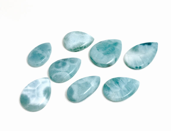 8Pcs Larimar Cabochons Lot, Wholesale Gemstone Larimar Bulk Cabochons Jewelry Supplies for Wire Wrapping, Jewelry Making, 23mm - 32mm