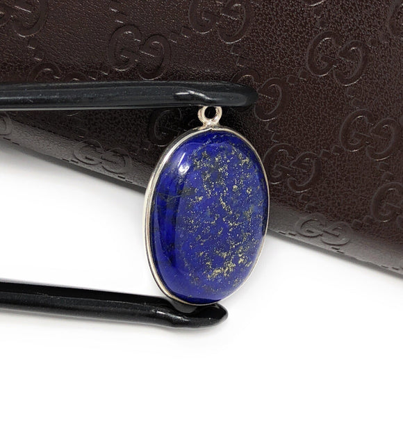 Lapis Lazuli Gemstone Charm, Sterling Silver Charm for DIY Jewelry Making, Jewelry Findings, 27x18.5mm