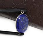 Lapis Lazuli Gemstone Charm, Sterling Silver Charm for DIY Jewelry Making, Jewelry Findings, 27x18.5mm