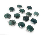 5Pcs Emerald Gemstone Charms, Sterling Silver Bracelet Charms for DIY Jewelry Making, May Birthstone , 19.5x16mm