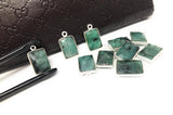 9 Pcs Emerald Gemstone Charms, Sterling Silver Charms for DIY Jewelry Making, May Birthstone, 17.5X10mm