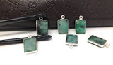 9 Pcs Emerald Gemstone Charms, Sterling Silver Charms for DIY Jewelry Making, May Birthstone, 17.5X10mm