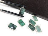 4 Pcs Wholesale Emerald Gemstone Charms, Sterling Silver Charms, Jewelry Making, Jewelry Supplies, Briolette Bracelet Charms, 16.5X9mm