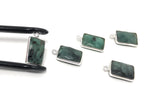 4 Pcs Wholesale Emerald Gemstone Charms, Sterling Silver Charms, Jewelry Making, Jewelry Supplies, Briolette Bracelet Charms, 16.5X9mm