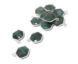 10 Pcs/11Pcs Emerald Gemstone Charms, Sterling Silver Charms for DIY Jewelry Making, May Birthstone Charms, 16.5X12mm