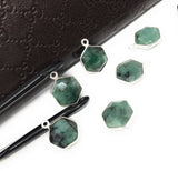 10 Pcs/11Pcs Emerald Gemstone Charms, Sterling Silver Charms for DIY Jewelry Making, May Birthstone Charms, 16.5X12mm