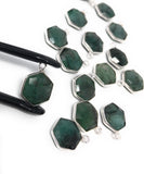 10 Pcs/11Pcs Emerald Gemstone Charms, Sterling Silver Charms for DIY Jewelry Making, May Birthstone Charms, 16.5X12mm