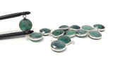 4 Pcs Emerald Gemstone Charms, Sterling Silver Briolette Charms, Jewelry Supplies for Jewelry Making, Bulk Wholesale Charms, 15X12mm