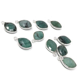 7 Pcs Emerald Gemstone Charms, DIY Sterling Silver Charms for Jewelry Making, May Birthstone Charms, 17X11mm