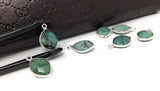 7 Pcs Emerald Gemstone Charms, DIY Sterling Silver Charms for Jewelry Making, May Birthstone Charms, 17X11mm