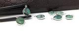 7 Pcs Emerald Gemstone Charms, DIY Sterling Silver Charms for Jewelry Making, May Birthstone Charms, 17X11mm