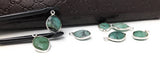 7 Pcs Emerald Gemstone Charms, DIY Sterling Silver Charms for Jewelry Making, May Birthstone Charms, 17X11mm