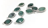 7 Pcs Emerald Gemstone Charms, DIY Sterling Silver Charms for Jewelry Making, May Birthstone Charms, 17X11mm