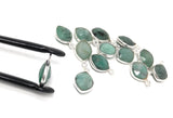 Emerald Gemstone Charms, Sterling Silver Charms for DIY Jewelry Making, Bulk Jewelry Supplies, May Birthstone Charms, 5 Pcs Lot 15.5X10mm