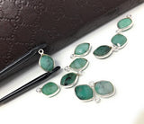 Emerald Gemstone Charms, Sterling Silver Charms for DIY Jewelry Making, Bulk Jewelry Supplies, May Birthstone Charms, 5 Pcs Lot 15.5X10mm