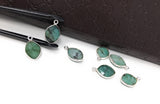Emerald Gemstone Charms, Sterling Silver Charms for DIY Jewelry Making, Bulk Jewelry Supplies, May Birthstone Charms, 5 Pcs Lot 15.5X10mm