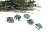 5Pcs Emerald Gemstone Charms, Sterling Silver Charms for Jewelry Making, May Birthstone Charms, 17.5X14mm