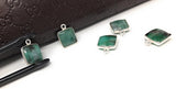 Emerald Charms, Gemstone Charms, Sterling Silver Charms, Jewelry Making, Jewelry Supplies, Add a Charm, Bracelet Charms, 14X11mm, 1 Pc