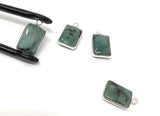 Emerald Gemstone Charms, Sterling Silver Charms, Jewelry Making, Jewelry Supplies, Add a Charm, Bracelet Charms, 17X10mm, 1 Pc