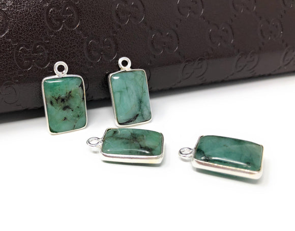 Emerald Gemstone Charms, Sterling Silver Charms, Jewelry Making, Jewelry Supplies, Add a Charm, Bracelet Charms, 17X10mm, 1 Pc