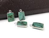 Emerald Gemstone Charms, Sterling Silver Charms, Jewelry Making, Jewelry Supplies, Add a Charm, Bracelet Charms, 17X10mm, 1 Pc