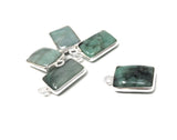 5Pcs Emerald Charms, Gemstone Charms, Sterling Silver Charms, Jewelry Making, Jewelry Supplies, Add a Charm, Bracelet Charms, 16X9mm