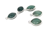 5Pcs Emerald Gemstone Charms, Sterling Silver Charms for DIY Jewelry Making, May Birthstone Bracelet Charms, 17.5X11mm