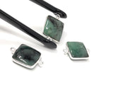 3Pcs Emerald Connectors, Gemstone Connectors, Silver Connectors, Jewelry Making, Jewelry Supplies, Jewelry findings, DIY Jewelry, 20X14mm