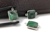 3Pcs Emerald Connectors, Gemstone Connectors, Silver Connectors, Jewelry Making, Jewelry Supplies, Jewelry findings, DIY Jewelry, 20X14mm