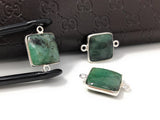 3Pcs Emerald Connectors, Gemstone Connectors, Silver Connectors, Jewelry Making, Jewelry Supplies, Jewelry findings, DIY Jewelry, 20X14mm