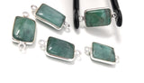 5Pcs Emerald Connectors, Gemstone Connectors, Sterling Silver Connectors, Jewelry Making, Jewelry Supplies, Bracelet Connectors, 20X10mm
