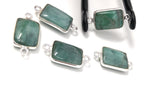 5Pcs Emerald Connectors, Gemstone Connectors, Sterling Silver Connectors, Jewelry Making, Jewelry Supplies, Bracelet Connectors, 20X10mm