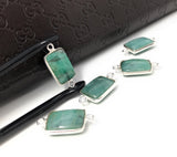 5Pcs Emerald Connectors, Gemstone Connectors, Sterling Silver Connectors, Jewelry Making, Jewelry Supplies, Bracelet Connectors, 20X10mm