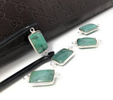 5Pcs Emerald Connectors, Gemstone Connectors, Sterling Silver Connectors, Jewelry Making, Jewelry Supplies, Bracelet Connectors, 20X10mm