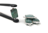 5Pcs Emerald Connectors, Gemstone Connectors, Sterling Silver Connectors, Jewelry Making, Jewelry Supplies, Bracelet Connectors, 20X10mm