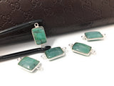 5Pcs Emerald Connectors, Gemstone Connectors, Sterling Silver Connectors, Jewelry Making, Jewelry Supplies, Bracelet Connectors, 20X10mm