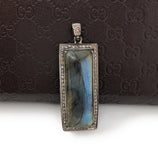 Labradorite Gemstone Pendant : Silver Diamond Pendant, Spiritual Healing Crystal Jewelry, Chakra Jewelry, Protection Jewelry Gifts for Her