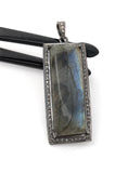 Labradorite Gemstone Pendant : Silver Diamond Pendant, Spiritual Healing Crystal Jewelry, Chakra Jewelry, Protection Jewelry Gifts for Her