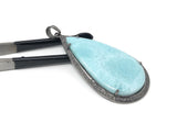 Larimar Pendant, Gemstone Pendant, Diamond Pendant, Sterling Silver Pendant, Gemstone Diamond Pendant, Pave Diamond Pendant, Silver Pendant