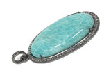 Amazonite Pendant, Gemstone Pendant, Diamond Pendant, Sterling Silver Pendant, Pave Diamond Pendant, Gemstone Diamond Pendant, Gifts for Her