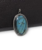 Labradorite Gemstone Pendant, Silver Pave Diamond Pendant, Spiritual Healing Crystal Pendant, Aura Cleansing Chakra Balancing Jewelry Gifts