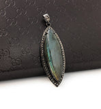 Labradorite Pendant, Gemstone Pendant, Diamond Pendant, Silver Pendant, Pave Diamond Pendant, Oxidized Silver Pendant, Gifts for Her
